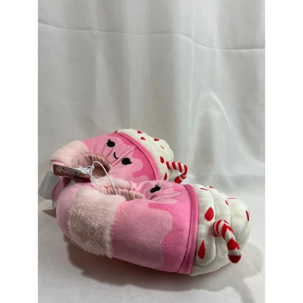 Squishmallows Peppermint Pink Milkshake Plush Slippers Kids Size 13/1 NWT